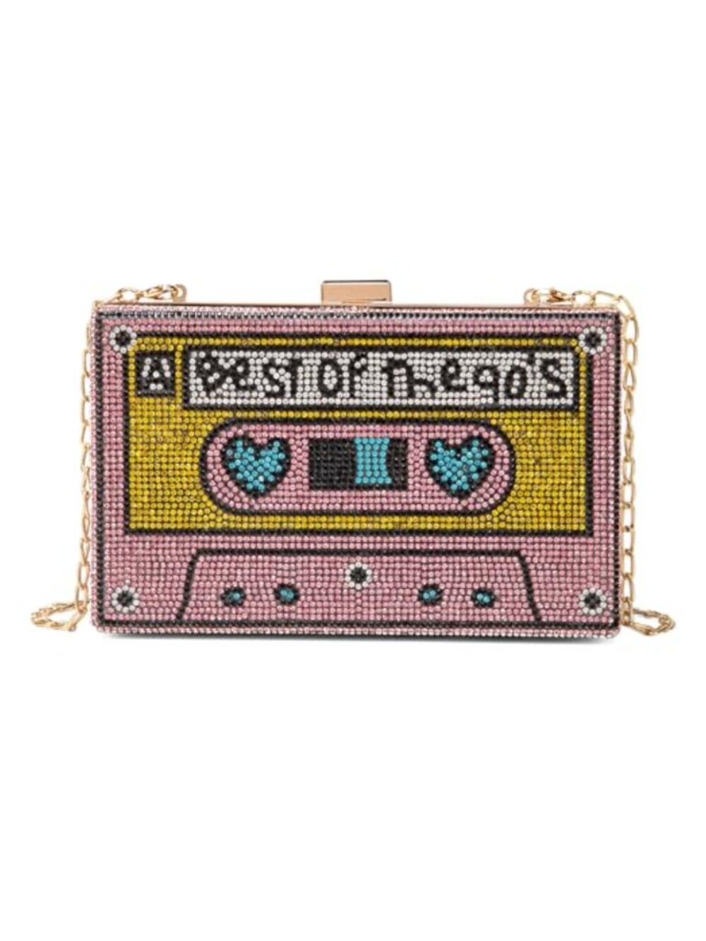 Rhinestone Retro Radio Shape Crossbody Clutch Evening Bag